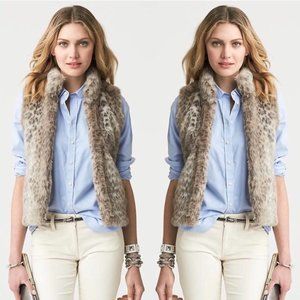 BANANA REPUBLIC Faux Fur Vest in Leopard - Size M